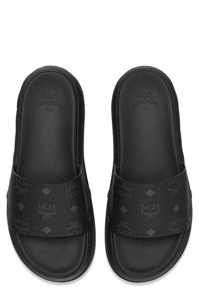 Shop Mcm Visetos Slide Sandal In Black
