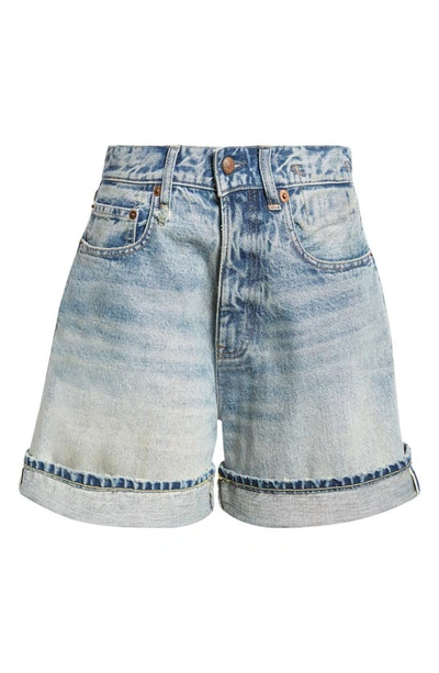 Shop R13 Nina Distressed Cuffed Denim Shorts In Vintage Fyyff Selvedge
