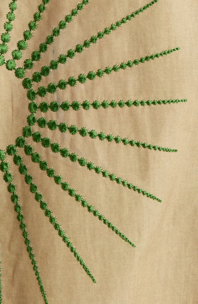Shop Dries Van Noten Burst Embroidered Long Sleeve Cotton Poplin Shirtdress In Beige 103