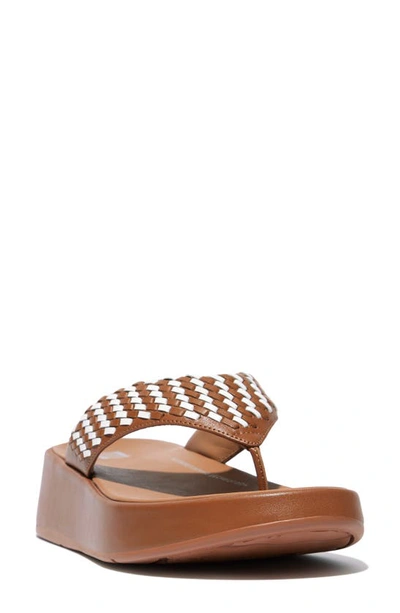 Shop Fitflop F-mode Basketweave Platform Flip Flop In Light Tan