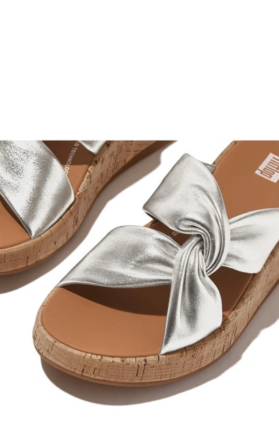 Shop Fitflop F-mode Twist Platform Slide Sandal In Silver