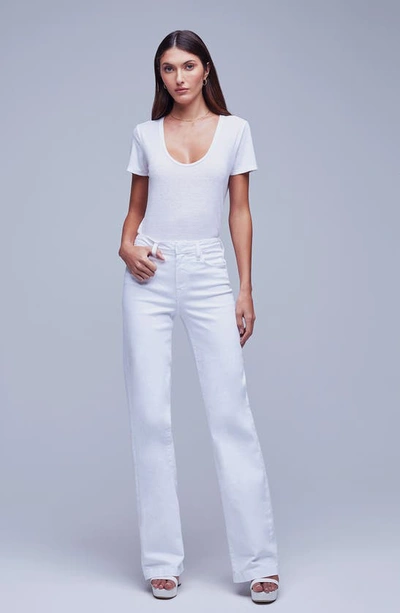 Shop L Agence Clayton Wide Leg Jeans In Blanc