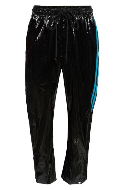 Shop Y-3 X Song For The Mute Shiny Track Pants In Black/ Active Teal