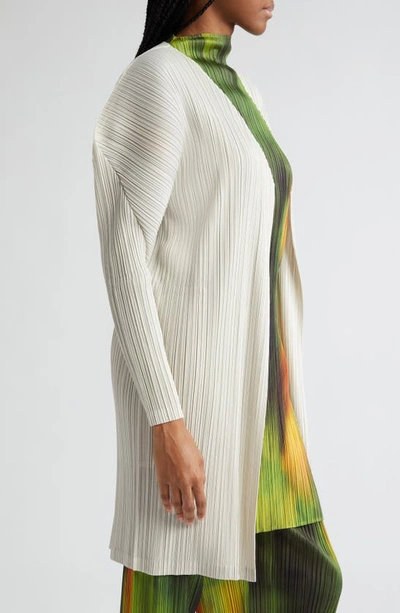 Shop Issey Miyake Pleats Please  Monthly Colors February Cardigan In Ivory