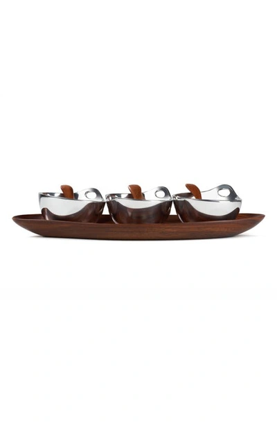 Shop Nambe Portables Tripe Condiment Serving Set In Brown