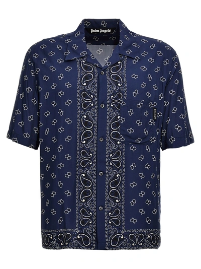 Shop Palm Angels Paisley Bowling Shirt, Blouse In Blue