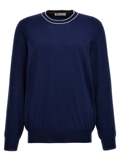 Shop Brunello Cucinelli Cotton Sweater Sweater, Cardigans In Blue