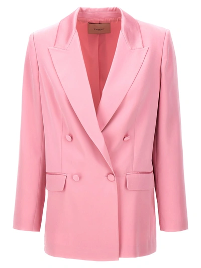 Shop Twinset Double-breasted Blazer Blazer And Suits In Pink