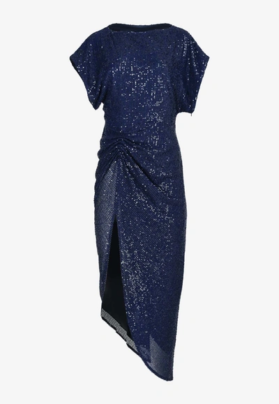 Shop In The Mood For Love Bercot Sequined Midi Dress In Blue