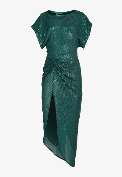 Shop In The Mood For Love Bercot Sequined Midi Dress In Green