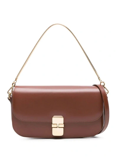 Shop Apc A.p.c. Clutch Grace Chaine Bags In Brown