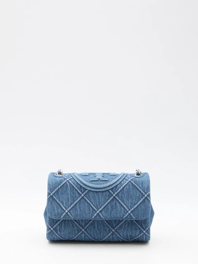 Shop Tory Burch Fleming Soft Denim Small Bag In Blue
