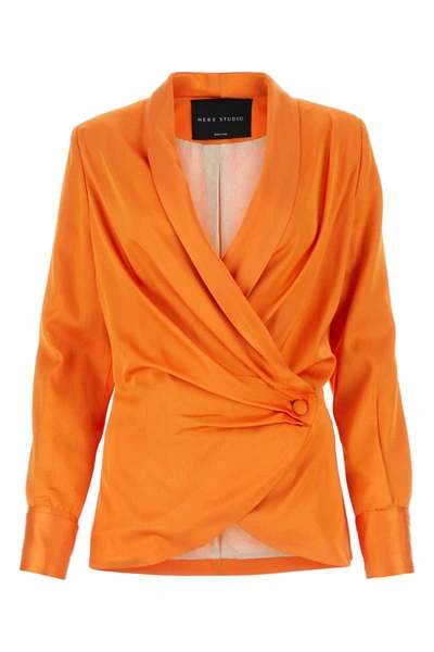 Shop Hebe Studio Jackets And Vests In Orange