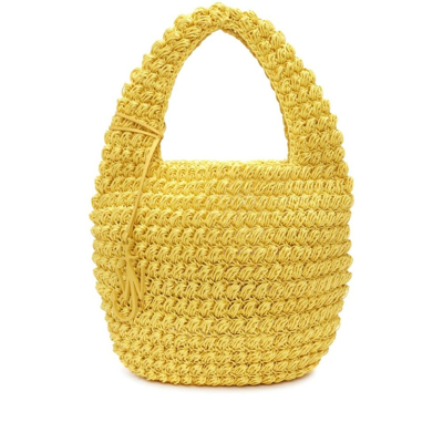 Shop Jw Anderson J.w. Anderson Yellow Cotton Popcorn Basket Tote Bag