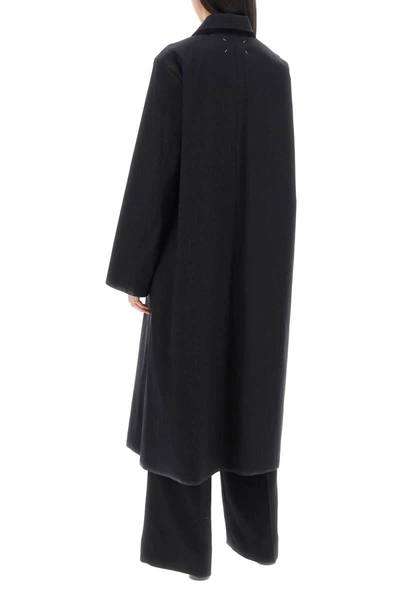 Shop Maison Margiela Cotton Coat With Laminated Trim Details In Black