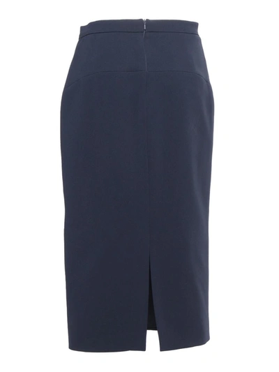 Max Mara High Waist Midi Skirt In Blue