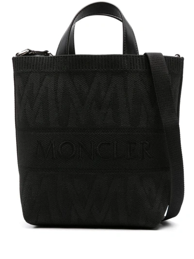 Shop Moncler Mini Knit Tote Bag Bags In Black
