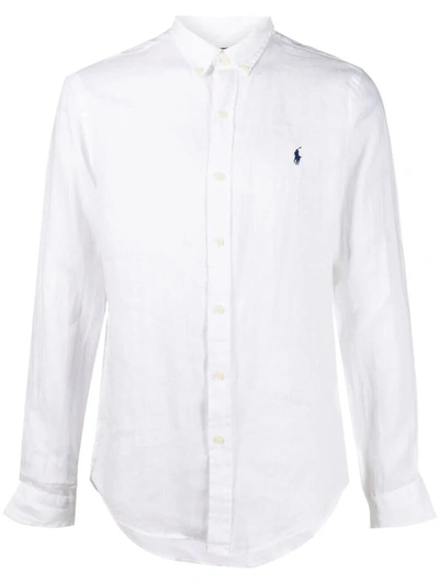Polo Ralph Lauren Embroidered-logo Cotton Shirt In White