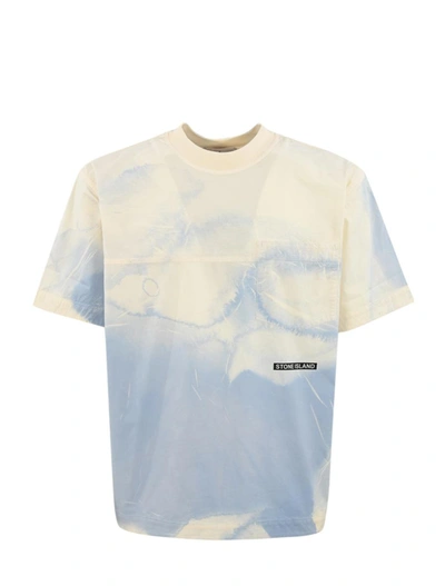Shop Stone Island T-shirts And Polos Clear Blue