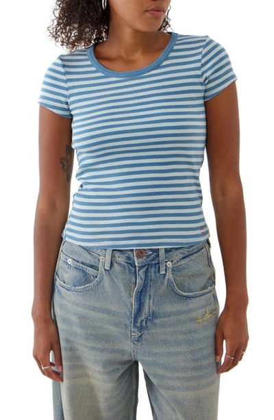Shop Bdg Urban Outfitters Stripe Baby Tee In Blue