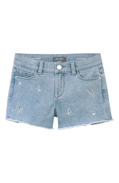 Shop Dl1961 Kids' Lucy Cut Off Jeans Shorts In Indigo Butterfly