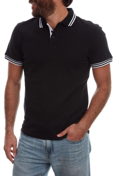 Shop Px Textured Tipped Cotton Polo In Black