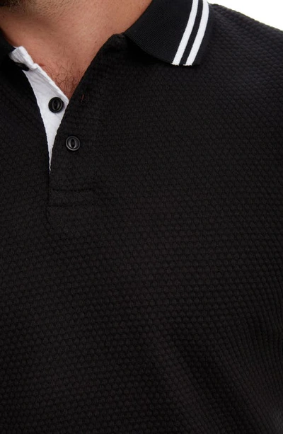 Shop Px Textured Tipped Cotton Polo In Black