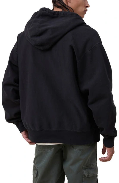 Shop Cotton On Oversize Fleece Zip Hoodie In Washed Black