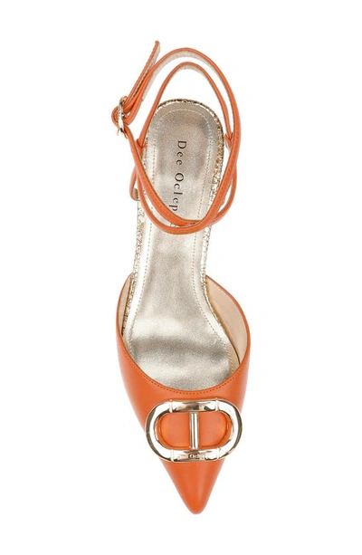 Shop Dee Ocleppo Paige Ankle Strap Pointed Toe Kitten Heel Pump In Orange