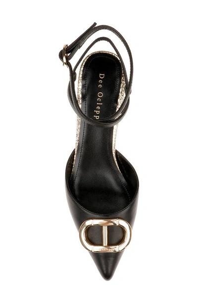 Shop Dee Ocleppo Paige Ankle Strap Pointed Toe Kitten Heel Pump In Black