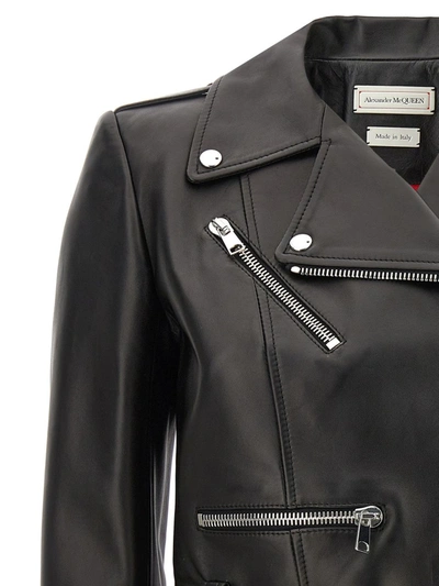 Shop Alexander Mcqueen Leather Jackets In Black