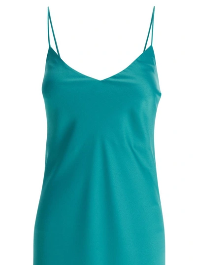 Shop Plain Light Blue Slip Dress With V Neckline In Satin Woman