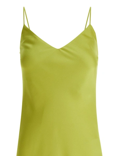 Shop Plain Yellow Slip Dress With V Neckline In Satin Woman