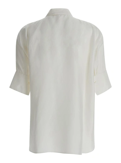 Shop Antonelli White Bassano Short Sleeve Shirt In Silk Woman