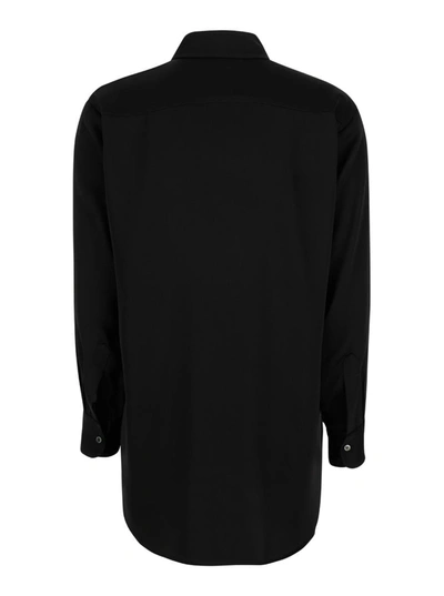 Shop Plain Black Oversize Shirt In Satin Woman