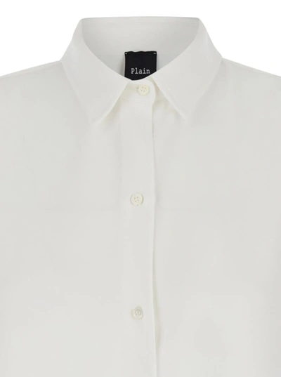 Shop Plain White Long Shirt In Satin Woman