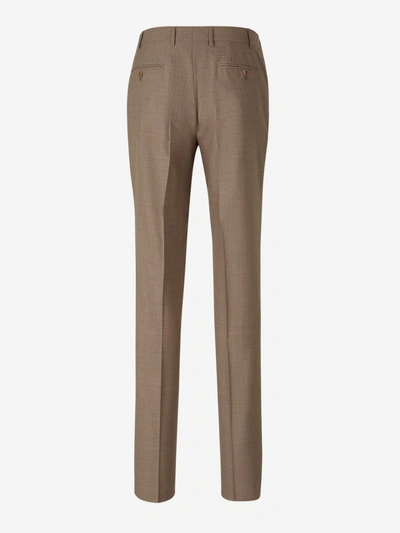 Shop Canali Formal Wool Trousers In Marró