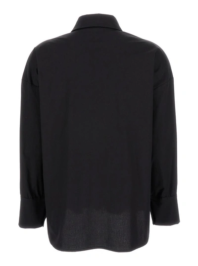 Shop Federica Tosi Black Long Sleeves Shirt In Cotton Blend Woman