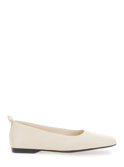 Shop Vagabond 'delia' Off-white Ballet Flats With Squared Toe In Leather Woman