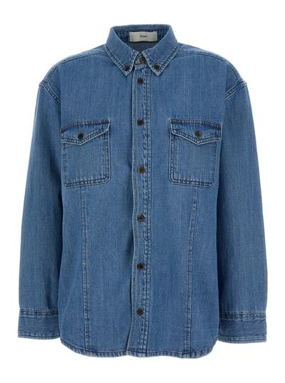Shop Dunst Blue Denim Shirt With Contrasting Stritching In Cotton Woman