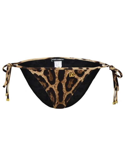 Shop Dolce & Gabbana Brown Polyamide Blend Bikini Bottoms In Leonew