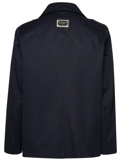 Dolce & Gabbana Blue Cotton Jacket In Navy