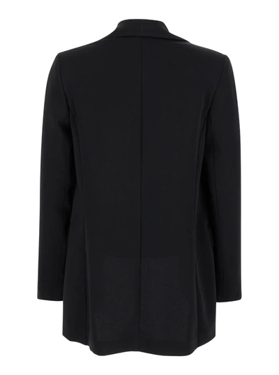 Plain Black Open Jacket In Technical Fabric Woman In Black