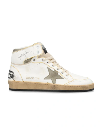 Shop Golden Goose Skystar Sneakers In White Taupe