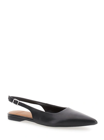 Shop Vagabond Black Pointed Mules In Leather Woman
