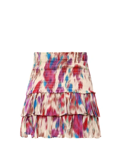 Shop Isabel Marant Étoile Multicolot Cotton Skirt In Beige/raspberry