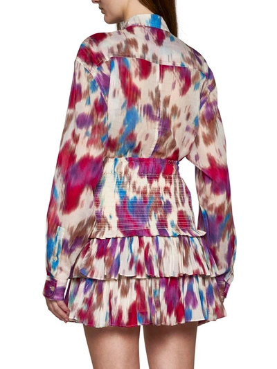 Shop Isabel Marant Étoile Multicolot Cotton Skirt In Beige/raspberry