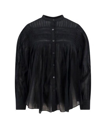 Shop Isabel Marant Étoile Black Pleated Shirt With Buttons In Cotton Woman