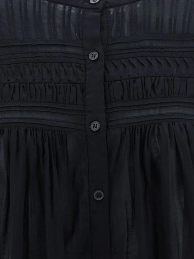 Shop Isabel Marant Étoile Black Pleated Shirt With Buttons In Cotton Woman