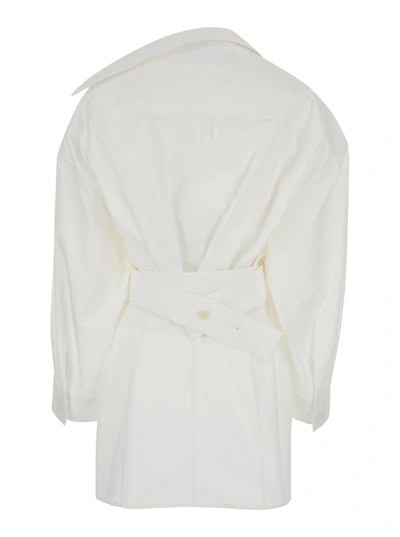 Shop Jacquemus White 'la Mini Robe Chemise' Shirt Dress In Cotton Woman